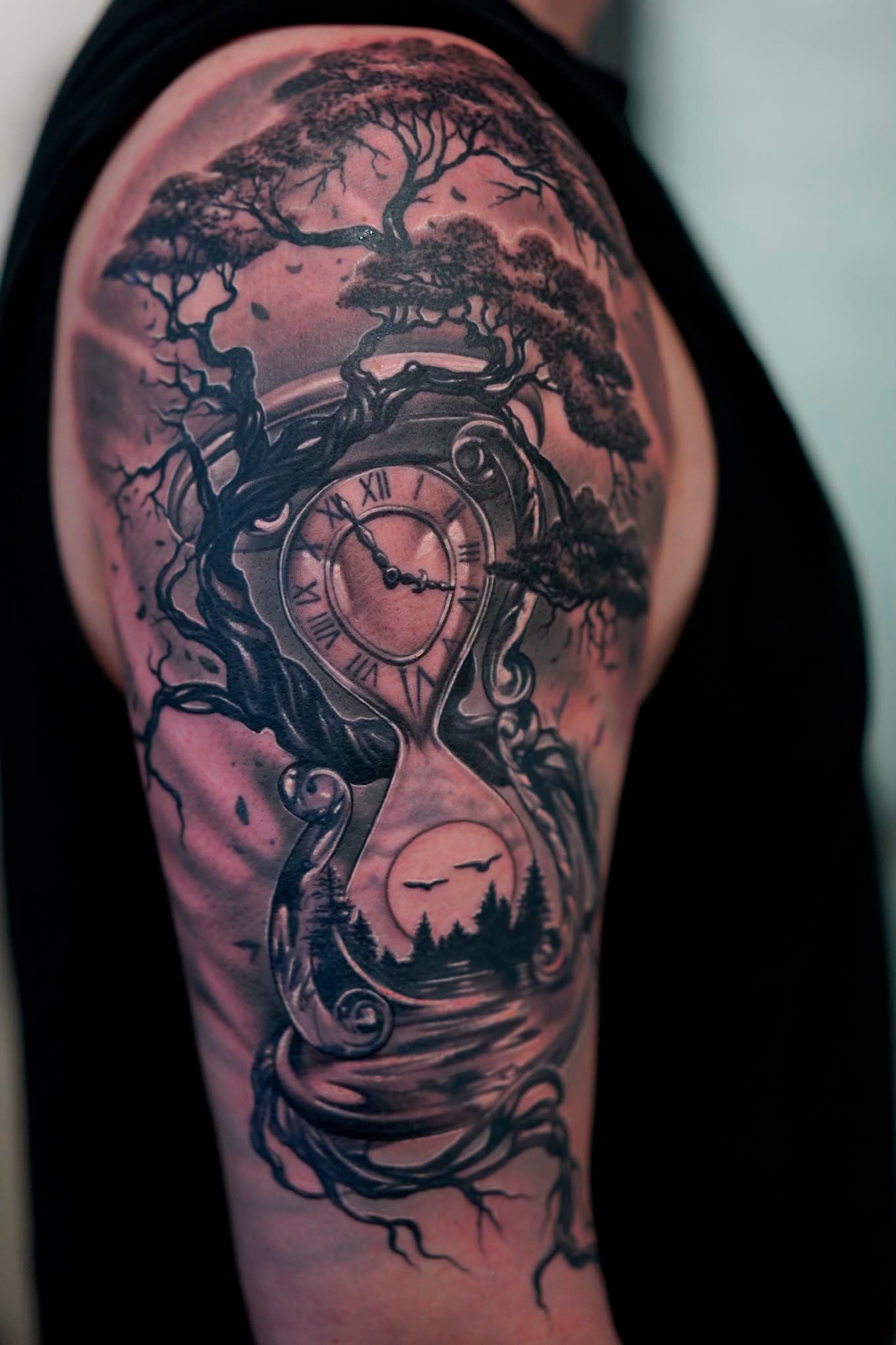 Sanduhr mit Baum-Motiv